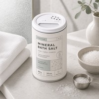 Boîte en papier ronde recyclable avec couvercle hermétique pour l'emballage de sel de bain Epsom, logo personnalisé, marque privée, fournisseur en gros