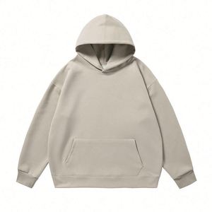 H5405 Wholesale Custom 380 GSM Cotton Blends <b>Drop</b> Shoulder Blank Hoodies Oversized Plain Men's Hoodies - Product Image 3