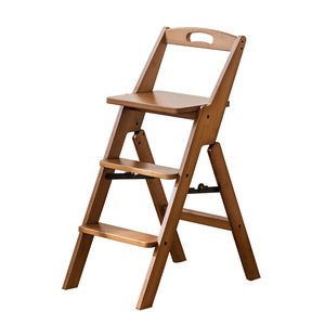 <b>Foldable</b> <b>Step</b> Stool Three <b>Step</b> Wooden Portable Kitchen <b>Ladder</b> Chair Bar Stool - Product Image 3