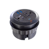 Juego de Sofás Redondos con Enchufe Eléctrico Integrado con 2 Tomas de Corriente Estándar de EE. UU. y 2 Puertos de Carga USB con Clasificación IP44, Muebles Modernos