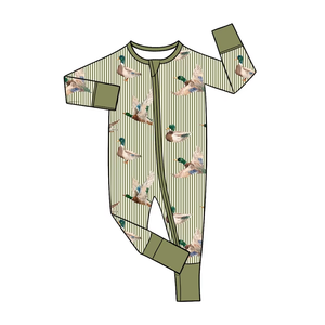 Conjunto de 2 Piezas Personalizado para Bebés y Niños Pequeños, Estampado de Patos a Rayas, Traje Informal de Otoño para Niños de 0 a 16 Años - Product Image 4