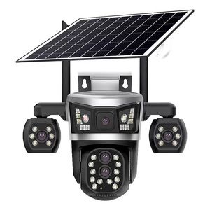 กล้องวงจรปิด V380 4G SIM พลังงานแสงอาทิตย์ ภายนอกอาคาร 4 เลนส์ 4MP ซูมออปติคอล ติดตามมนุษย์ 360 องศา °   กล้องวงจรปิด PTZ ไร้สาย บันทึกภาพได้ 24 ชั่วโมง - Product Image 1