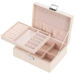 Hot Sale Women Girls Earrings Ear Stud Box Organizer Portable Jewelry Storage Case PU Leather Small Travel Jewelry Boxes