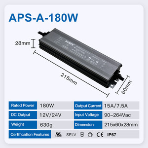 Ul chứng nhận dẫn chuyển mạch cung cấp điện IP67 không thấm nước 180W 110V 220V điện áp rộng 12V 24V dẫn lái xe Bắc Mỹ Mỹ USA - Product Image 2