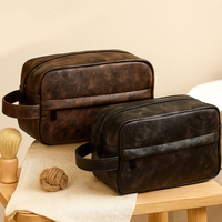 Sac de toilette de voyage pour homme, grande capacité, en cuir PU imperméable, double compartiment, personnalisable en gros
