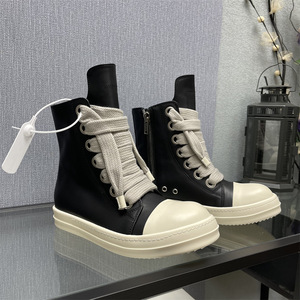 Chaussures de skate montantes pour hommes Owens Designer, bottines décontractées pour couple, chaussures streetwear noires tendance - Product Image 5