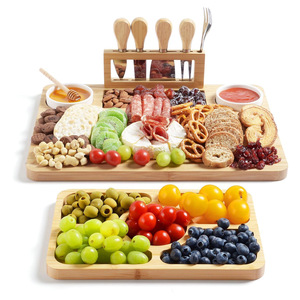 Cheese Cutting Board <b>Set</b> With Bamboo Tray And Cutlery Portable Dishwasher Safe For Food Contact - Product Image 1