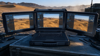Laptop Industri Portabel 15.6" Tahan Banting dengan Tiga Layar, Tahan Air IP65, Tahan Debu, Intel Ultra AI Ready, dan Diperkuat