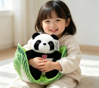 Peluche Panda Créative en Forme de Chou, Peluche Surprise avec Panda Caché dans la Coque de Chou à Fermeture Éclair, Cadeau Surprise, Peluche Personnalisée OEM ODM