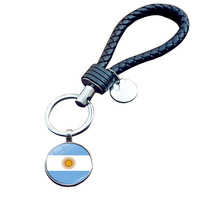 287 pays coupe de Football équipe nationale drapeau de pays Souvenir Promotion cadeau Cabochon en verre Fans de Football porte-clés en cuir