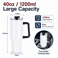 Gobelet isotherme en acier inoxydable de 40 oz avec poignée et couvercle à paille, en stock, couleur personnalisable disponible