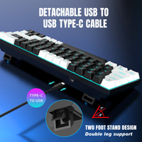 V800 Keyboard Gaming Mekanis Lampu Latar LED Kompak 68 Tombol Mini Keyboard Kantor Berkabel Kabel USB untuk Laptop PC Aksesori Gamer