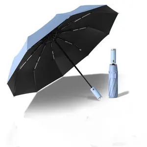 Payung penahan matahari otomatis penuh dengan lem hitam untuk perlindungan UV untuk penggunaan saat cerah dan hujan