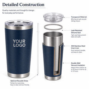 Custom Logo 20oz Compact Vacuum Insulated Tumbler 304 Stainless Steel Travel Mug with Straw for <b>Hot</b> and Cold Beverages Daily - Product Image 2