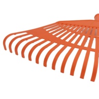 Râteau à feuilles Yapu en plastique PP à faible coût, outil de jardinage pour le nivellement de la pelouse, râteau de désherbage avec manche en métal, 53x29.5cm, rouge, 22 dents, ODM