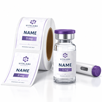 Etiquetas Adhesivas de PVC Impermeables para Viales de Péptidos con Logotipo Personalizado, para Viales de Vidrio de 2ml, 3ml, 5ml y 10ml