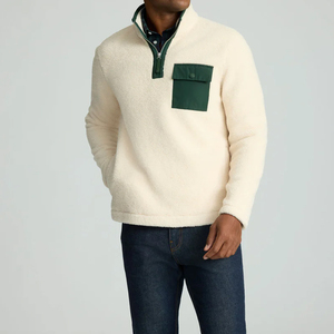 Pabrik Pakaian Custom Berkualitas Tinggi, Sweater Pullover Quarter Zip Tanpa Tali Serut, Bordir, Sweatshirt, Hoodie Streetwear untuk Pria - Product Image 1