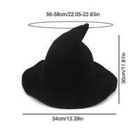 Cappello da Strega o Mago Appuntito per Halloween, Pieghevole, per Feste Estive in Spiaggia, Unisex per Adulti, in Poliestere/Cotone