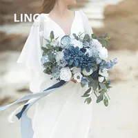 Ensemble de fleurs artificielles en soie (une boîte) DIY Bouquet de mariée pour mariage Centre de table Décoration florale