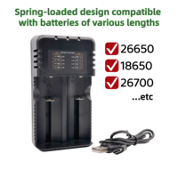 Cargador de Baterías Universal de Doble Bahía para Baterías de Iones de Litio 18650 21700 de 3.7V 4.2V, Base de Carga Inteligente con Entrada Tipo C, Banco de Energía, Micrófono, Cámara