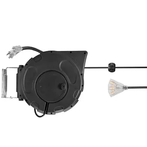 16/3 50FT Heavy Duty SJTOW Outdoor Retractable Fan Shape 3-outlet Cord Reel Cable Reel