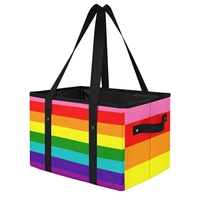 Panier de courses pliable personnalisé Arc-en-ciel Fierté Gay, Sac fourre-tout réutilisable pour cadeaux de fête et courses en gros pour la maison