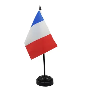 Bandiera della scrivania delle bandiere del piano d'appoggio dell'ufficio nazionale della francia del paese del poliestere su ordinazione per la decorazione della tavola