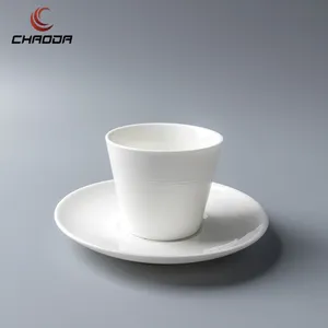 Wholesale Price White Porcelain Stackable Coffee Cup&Saucer Sets for Cafes Restaurants White Espresso Cup Cafe