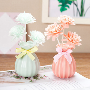 Jarrón de cerámica con rampa degradada Rosa nórdica, arreglo de cinta de seda acanalada ondulada, jarrón de brotes, Decoración de mesa de boda <span class=keywords><strong>para</strong></span> el hogar - Product Image 5