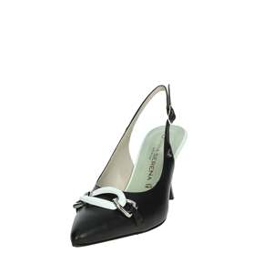 Donna Serena Women's Slingback <b>Pump</b> 1L5631DP Powder Heel Pointed Toe <b>Black</b> Leather - Product Image 6