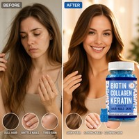 Gummies OEM Biotine Collagène Kératine Vitamine B7 pour des Cheveux, des Ongles et une Peau Sains Complément Végétalien