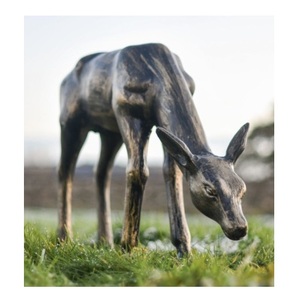 Escultura de ciervo de bronce para decoración de Navidad, Reno fundido a mano, estatua de jardín Vintage, figurita de ciervo fundido, tamaño real - Product Image 1