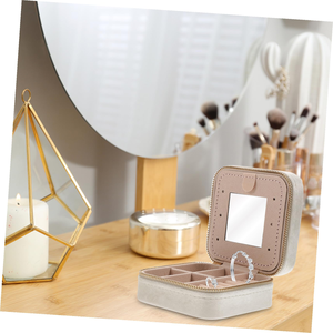 Italian Velvet Premium Small Exquisite Jewelry Box Portable Box Large Capacity Double Layer Zipper <b>Ring</b> Necklace <b>Storage</b> Box - Product Image 4
