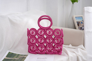 Bohemia estilo Bali Color caramelo hueco tejido playa cesta bolso verano viaje Vintage señora novedad rueda cuadrado embrague - Product Image 5