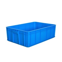 Boîte de rangement solide en plastique HDPE/PP, empilable, recyclable, robuste, bleue/noire, 60x40x22cm, pour le transport et le déménagement