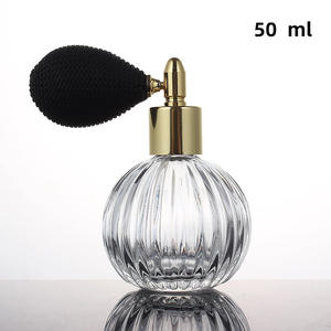 50ml 100ml a forma di palla rosa trasparente e grigio spray in vetro vuoto vecchie bottiglie di profumo Vintage Airbag in vendita - Product Image 2