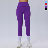 Pantalones de Yoga de Cintura Alta para Mujer, Nylon y Spandex, Sin Líneas Incómodas, Alta Elasticidad, Levanta Glúteos, Modelo F219