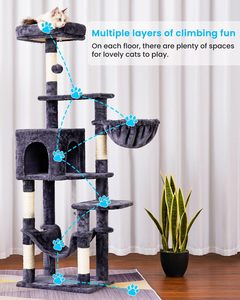 Wholesale Eco-Friendly Modern Luxurious Black Customized <b>Plush</b> Big Pet Condo Natural Sisal Wood Scratcher Furniture <b>Cat</b> Tree - Product Image 5