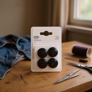 Bottoni per cappotto Ilan da 30 mm, confezione da 4, neri, rotondi, con 4 fori, per riparazione abbigliamento - Product Image 2