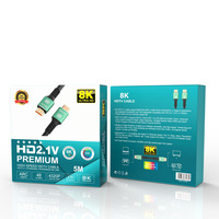 Câble 2.1 8K 60Hz 4K 120Hz 3D HDR 48 Gbps HiFi HDCP pour projecteur, lecteur DVD, voitures, ordinateurs, gaine en PVC vert, 1,5 m