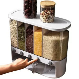 High Quality Cereal Rice Storage Container Grain Dispenser Kitchen Plastic Dry Food Dispenser Grain Storage Box