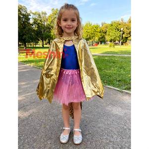 Ensemble cape dorée brillante et jupe en tulle rose pour enfants MS, costume de fée pour spectacle de déguisement - Product Image 1