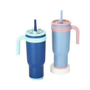 Stainless Steel Tumbler 40oz Color Blocking Insulated With Straw Outdoor Travel Water Bottle Large Capacity 1.2L - Product Image 5