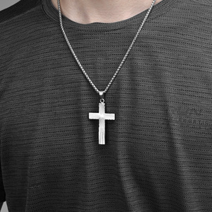 INS <b>titanium</b> steel radial cross pendant men's necklace AliExpress best-selling accessory, colorfast jewelry manufacturer - Product Image 3