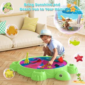 Kids Turtle Sandbox <span class=keywords><strong>avec</strong></span> <span class=keywords><strong>couvercle</strong></span> Parapluie réglable <span class=keywords><strong>avec</strong></span> moules <span class=keywords><strong>à</strong></span> <span class=keywords><strong>sable</strong></span> et pelles Set pour le jeu sensoriel Toddler Outdoor Indoor Toys - Product Image 6