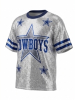 Nouvelle robe t-shirt en jersey à sequins pour femme, robe en jersey à sequins pour le jour du match des Dallas Cowboys