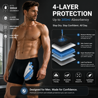 Caleçons Boxers Homme en Coton Mélangé 300 ml, Anti-Fuites 4 Couches, Ouverture Facile, pour Incontinence - Vente en Gros