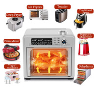 Horno Tostador Eléctrico de Acero Inoxidable con Freidora de Aire, 28L, Control Digital, Ventana de Observación, Protección contra Sobrecalentamiento, Grado Industrial