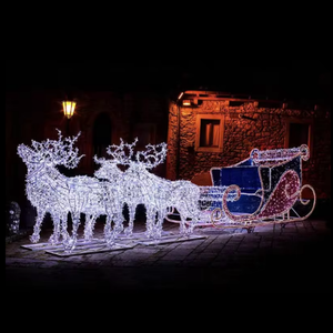 Grand renne LED extérieur avec traîneau pour la décoration de centres commerciaux, parcs et rues à Noël - Product Image 4