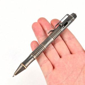 Bolígrafo Clásico de Latón y Acero de Venta Caliente, Bolígrafo de Botón de Acción Rápida, Bolígrafo Corto Duradero para Exteriores, Bolígrafo Rotatorio Multifunción - Product Image 1